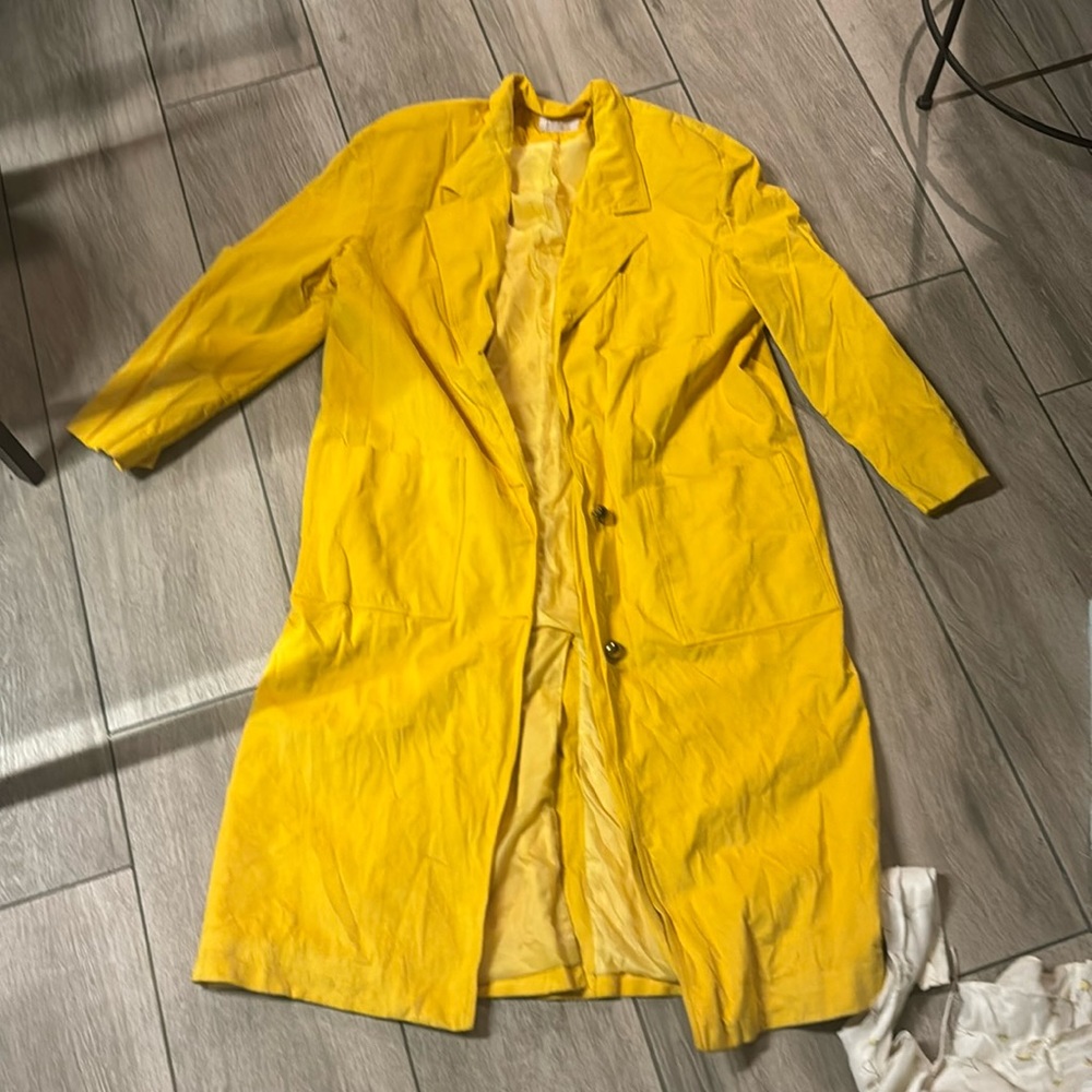 Genuine leather coat yellow vintage